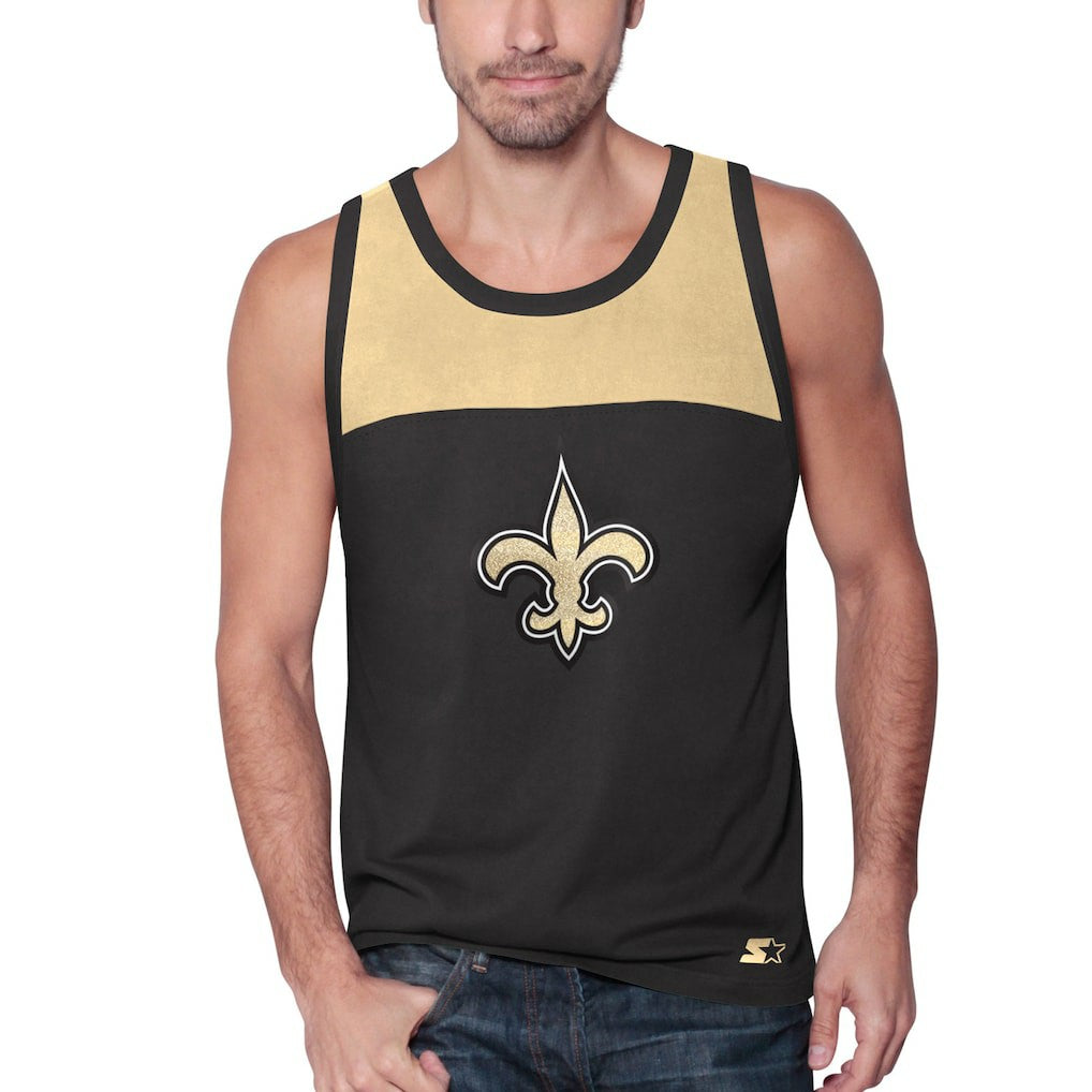 New Orleans Saints Starter Logo Touchdown Fashion Tank Top Black/Gold | NFL