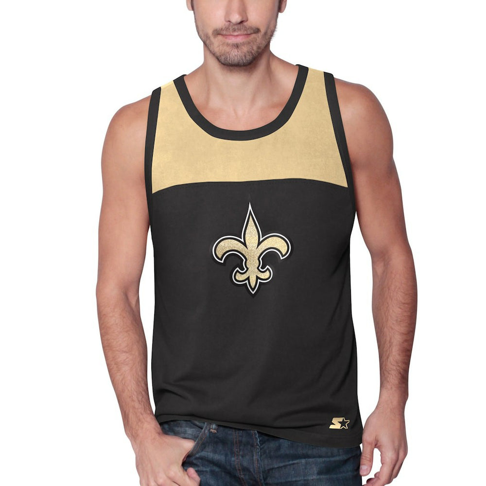 New Orleans Saints Starter Logo Touchdown Fashion Tank Top Black/Gold | NFL