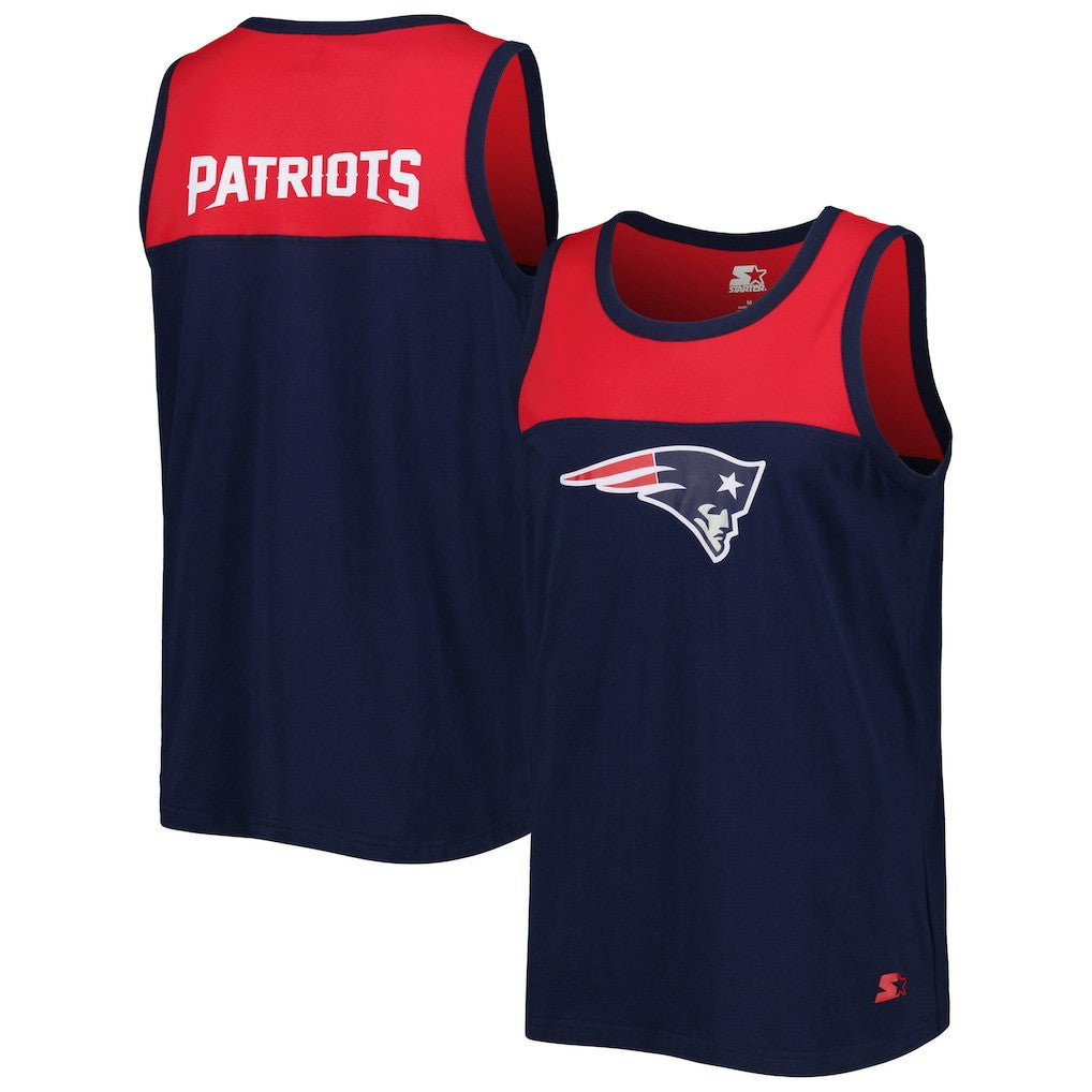 New England Patriots Starter Logo Touchdown Fashion Tank Top Navy/Red | NFL