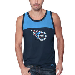 Tennessee Titans Starter Logo Touchdown Fashion Tank Top Navy/Light Blue | NFL