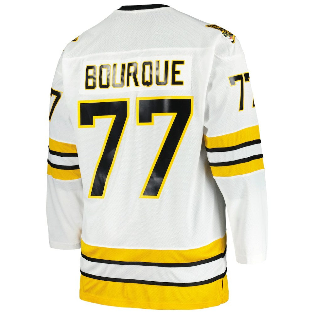 Ray Bourque Boston Bruins Mitchell & Ness Big & Tall Captain Patch Blue Line Player Jersey - White - NHL