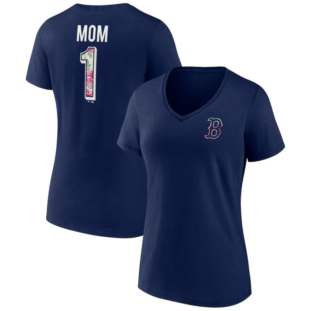 Boston Red Sox Women's Team Logo Mother's Day V-Neck T-Shirt - MLB