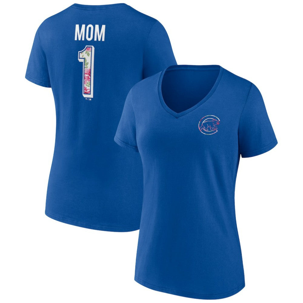 Chicago Cubs Women's Team Logo Mother's Day V-Neck T-Shirt - MLB