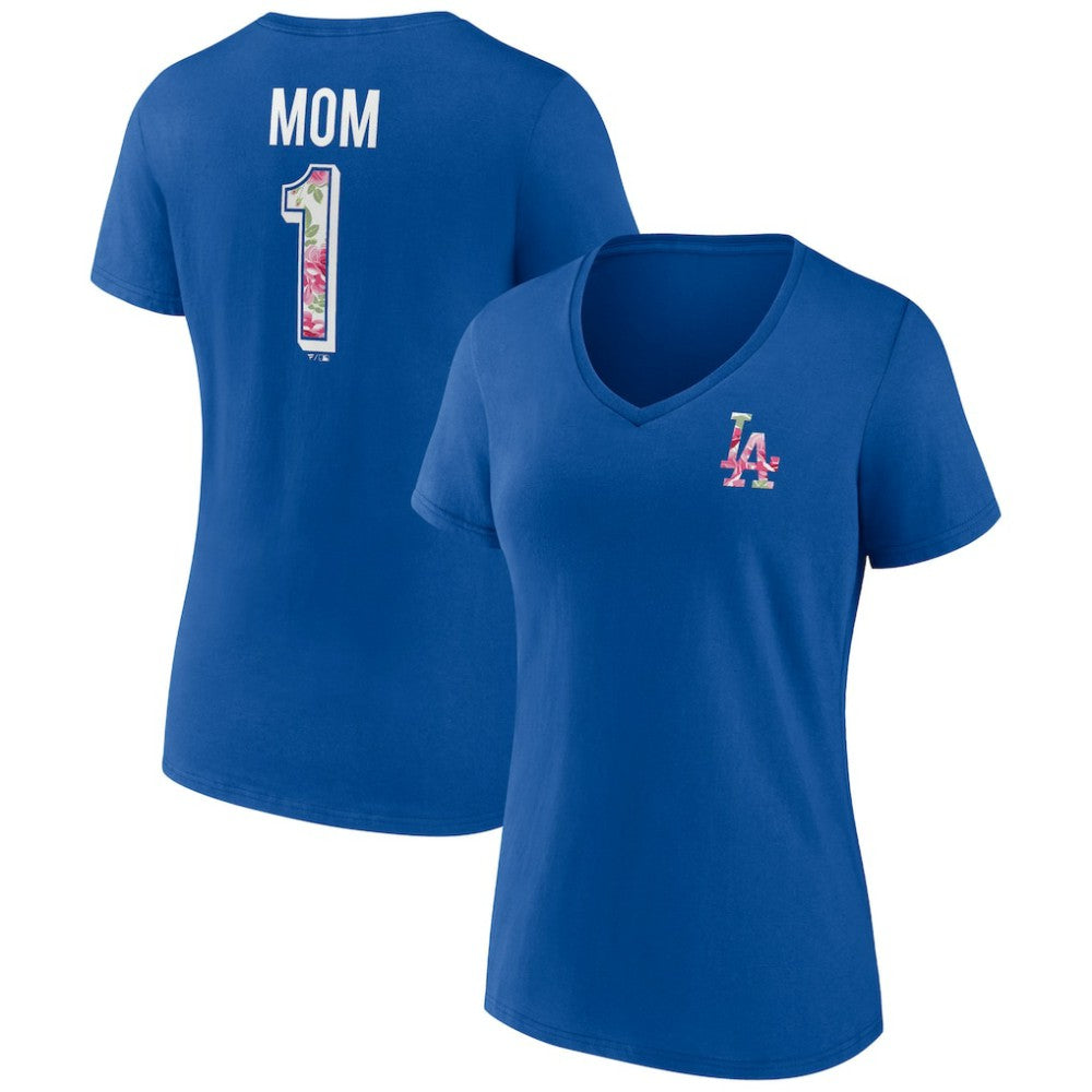 Los Angeles Dodgers Women's Team Logo Mother's Day V-Neck T-Shirt - MLB