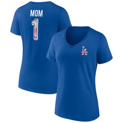 Los Angeles Dodgers Women's Team Logo Mother's Day V-Neck T-Shirt - MLB