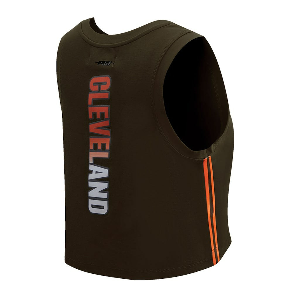 Cleveland Browns Pro Standard Women's Ombre Wordmark Classic Cropped Tank Top Brown | NFL