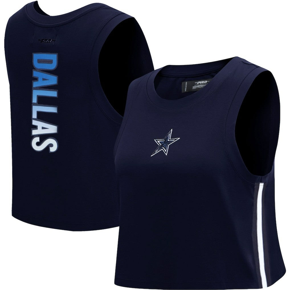 Dallas Cowboys Pro Standard Women's Ombre Wordmark Classic Cropped Tank Top Navy | NFL