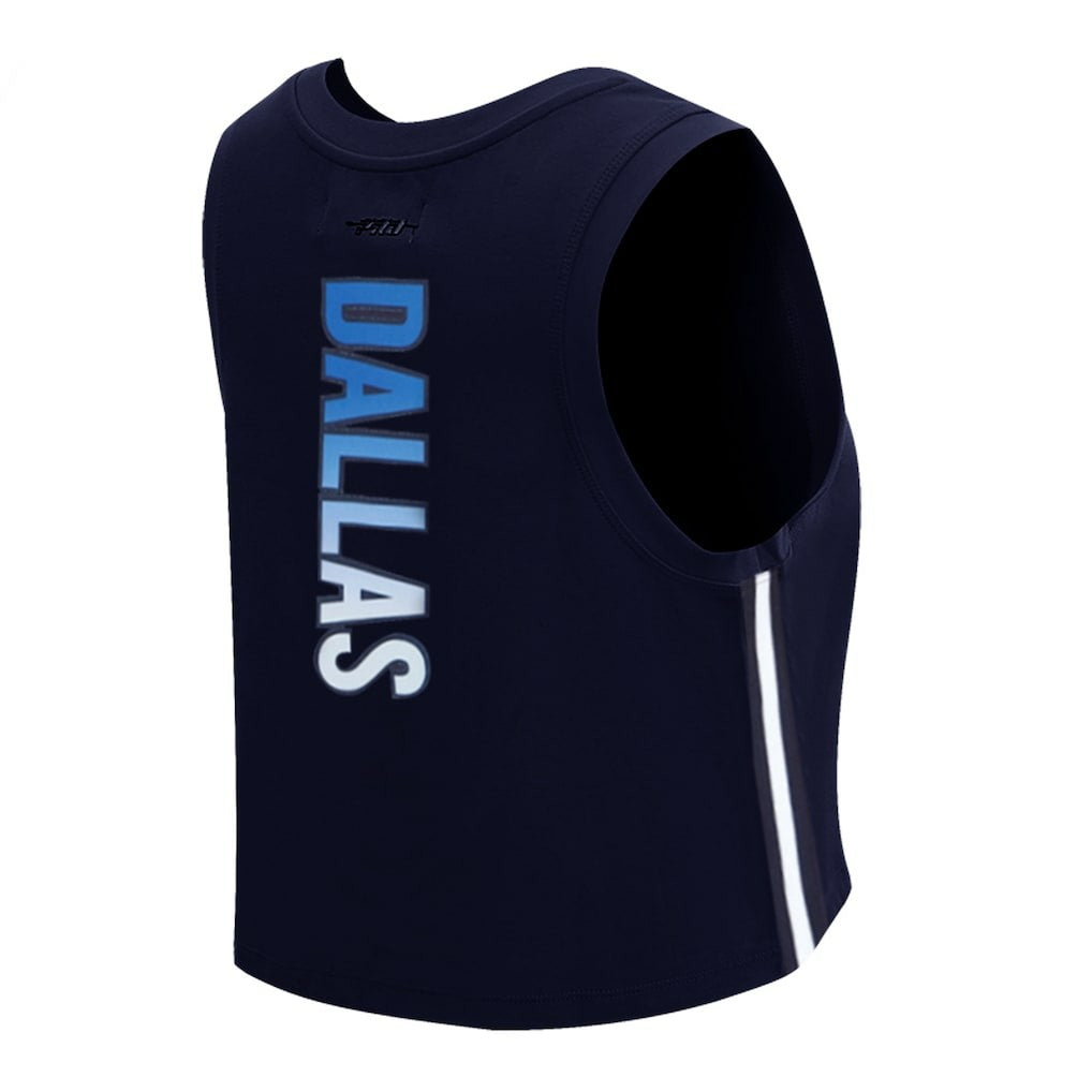 Dallas Cowboys Pro Standard Women's Ombre Wordmark Classic Cropped Tank Top Navy | NFL
