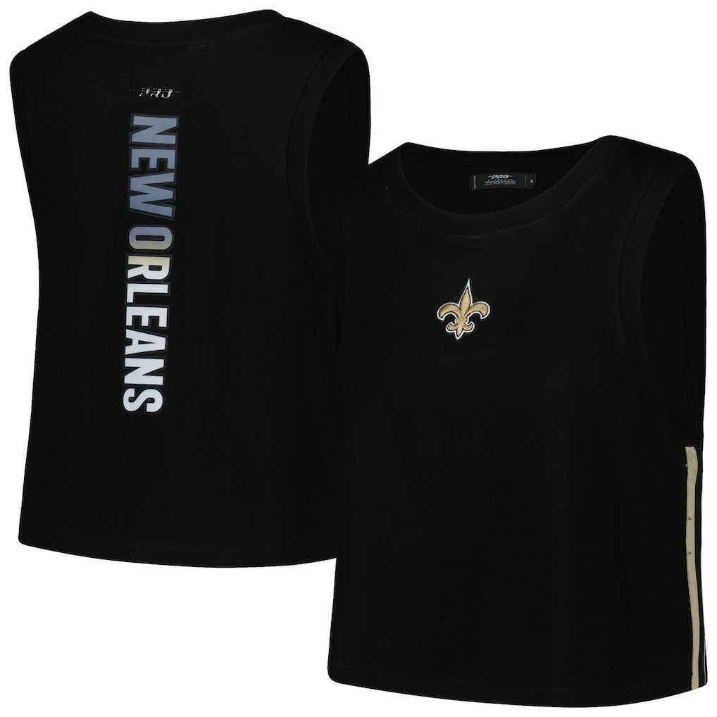 New Orleans Saints Pro Standard Women's Ombre Wordmark Classic Cropped Tank Top Black | NFL