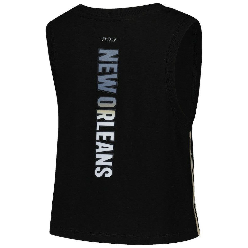 New Orleans Saints Pro Standard Women's Ombre Wordmark Classic Cropped Tank Top Black | NFL
