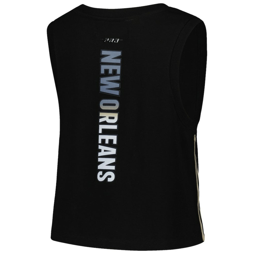 New Orleans Saints Pro Standard Women's Ombre Wordmark Classic Cropped Tank Top Black | NFL