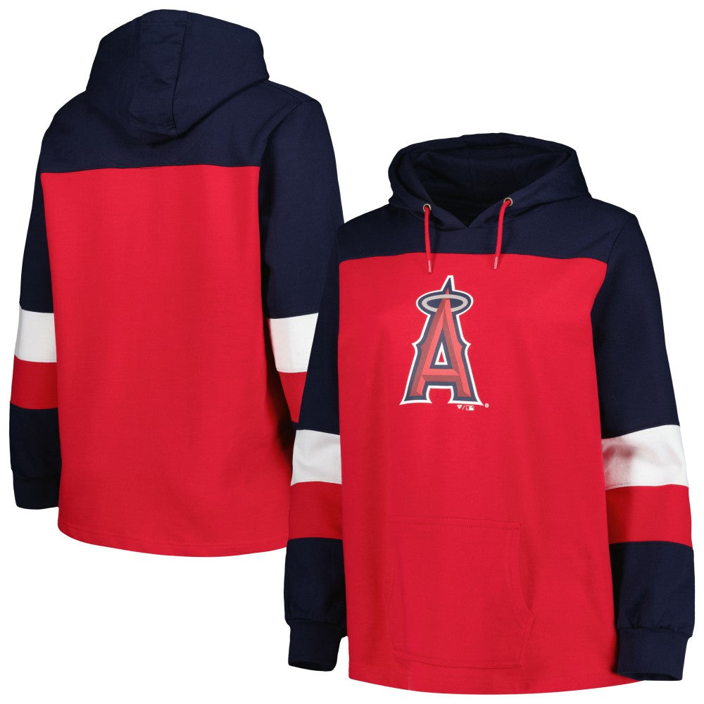 Los Angeles Angels Women's Plus Size Colorblock Pullover Hoodie - MLB