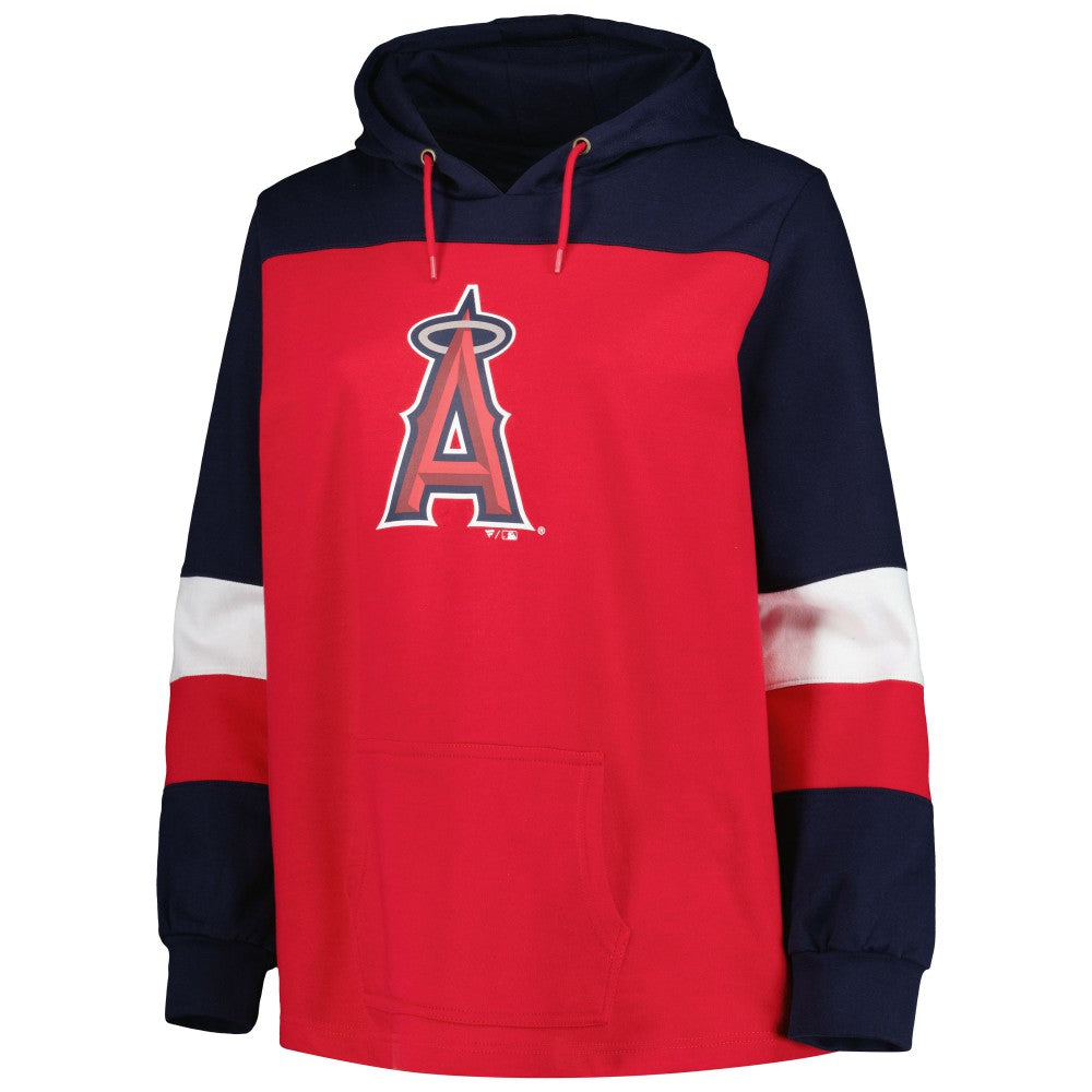 Los Angeles Angels Women's Plus Size Colorblock Pullover Hoodie - MLB