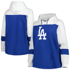 Los Angeles Dodgers Women's Plus Size Colorblock Pullover Hoodie - MLB