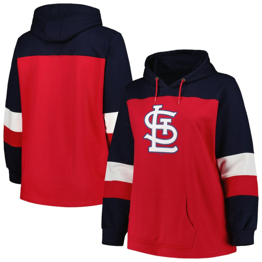 St. Louis Cardinals Women's Plus Size Colorblock Pullover Hoodie - MLB