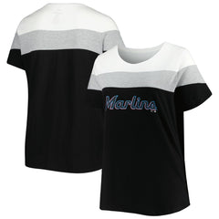 Miami Marlins Women's Plus Size Colorblock T-Shirt - MLB