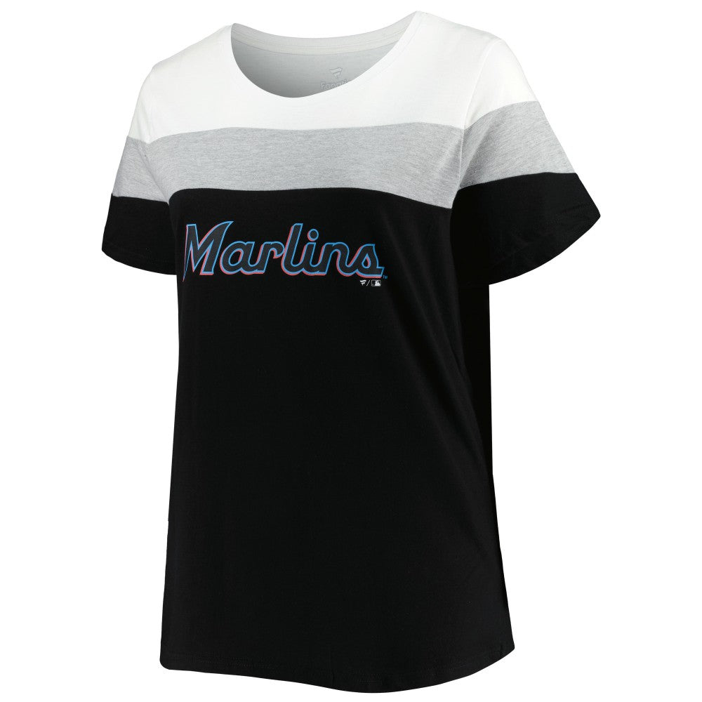 Miami Marlins Women's Plus Size Colorblock T-Shirt - MLB