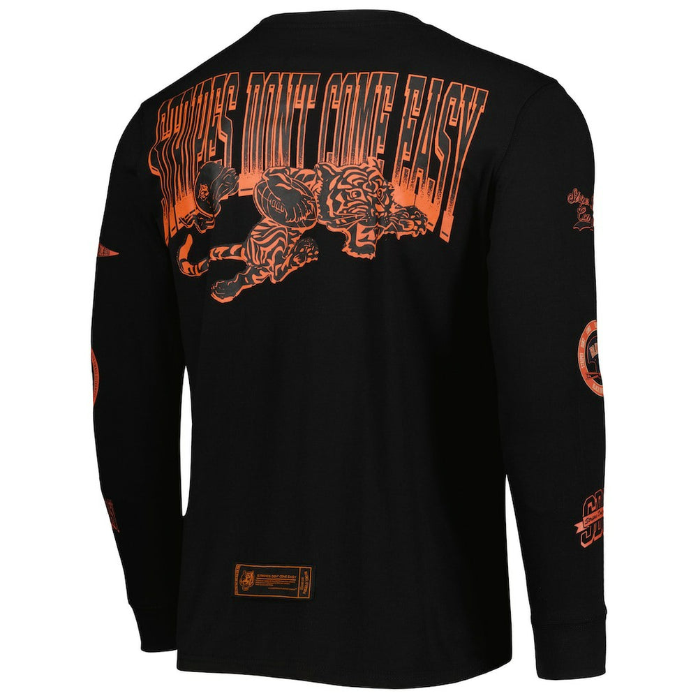Cincinnati Bengals x BlaCkOWned Unisex Stripes Don't Come Easy Long Sleeve T-Shirt Black | NFL