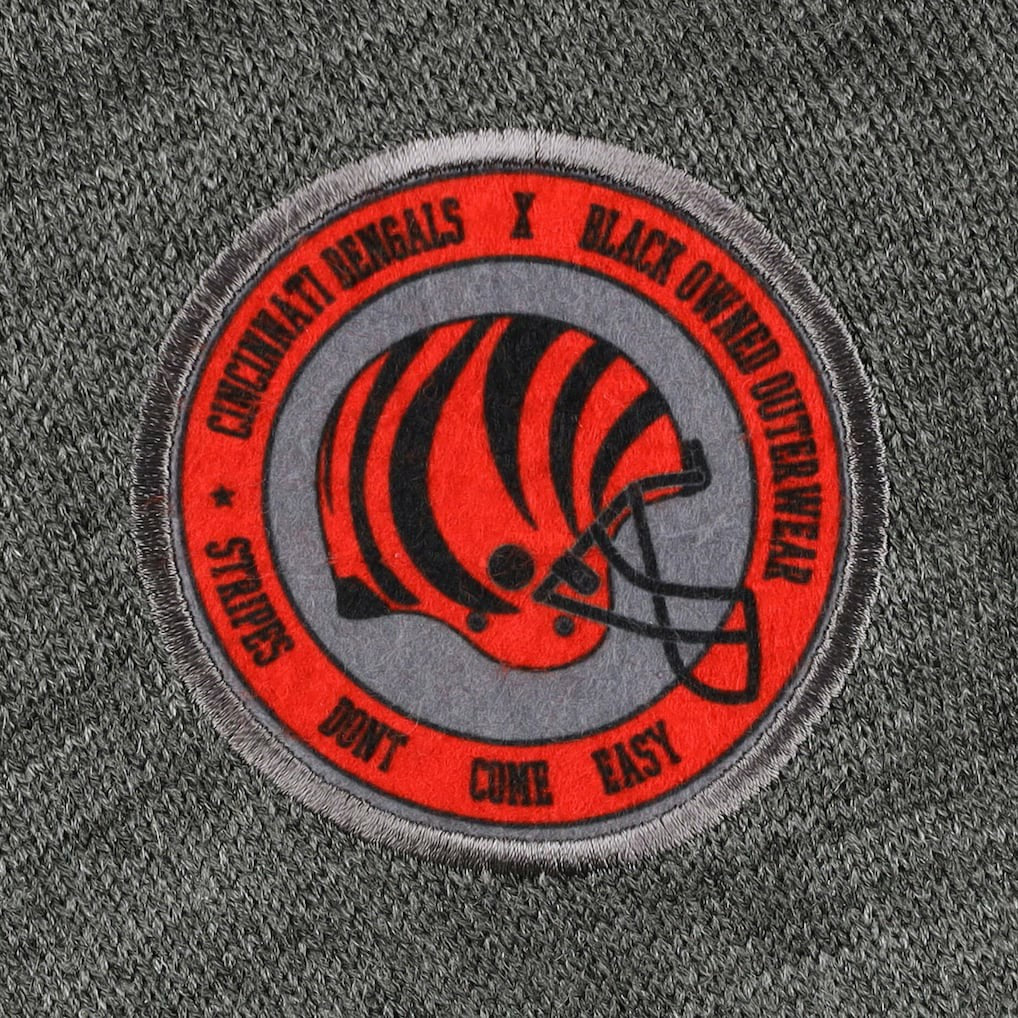 Cincinnati Bengals x BlaCkOWned Stripes Don't Come Easy Pullover Hoodie Gray | NFL