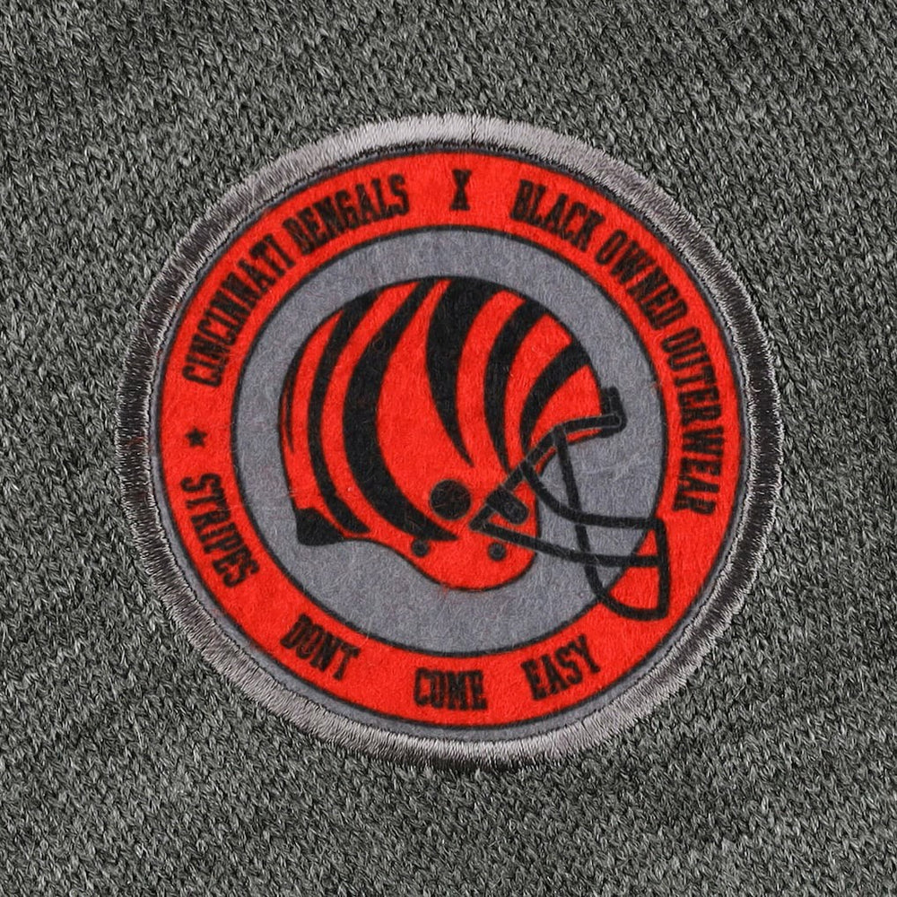 Cincinnati Bengals x BlaCkOWned Stripes Don't Come Easy Pullover Hoodie Gray | NFL
