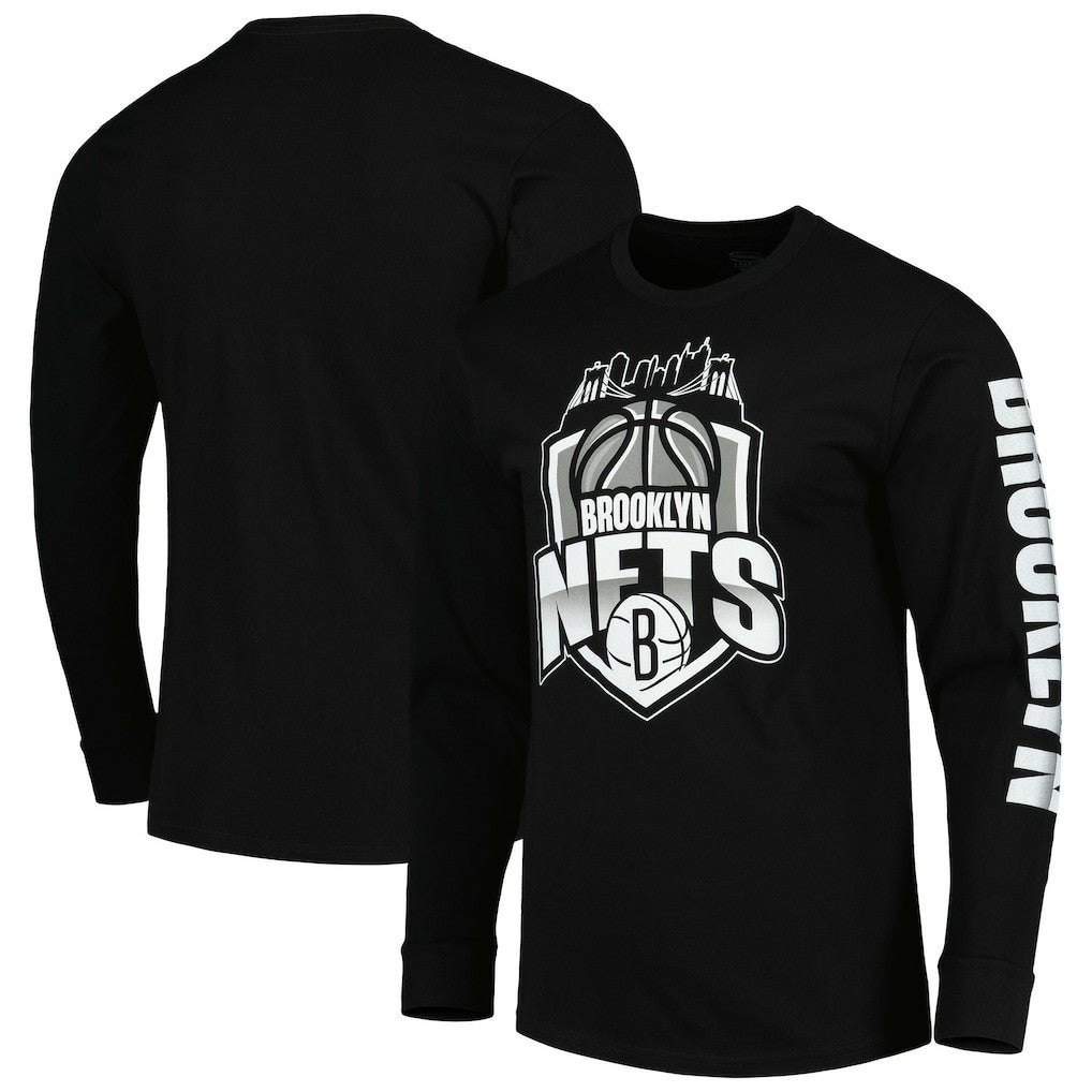 Brooklyn Nets Stadium Essentials Unisex NBA Crest Long Sleeve T-Shirt Black - NBA