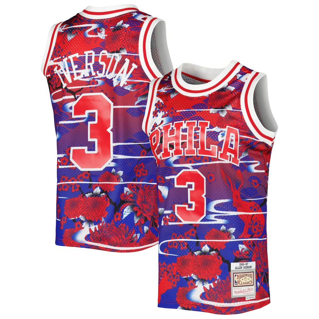 Allen Iverson Philadelphia 76ers 1996/97 Hardwood Classics Lunar New Year Swingman Jersey Red - NBA