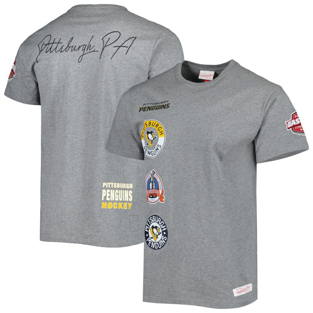 Pittsburgh Penguins Mitchell & Ness City Collection T-Shirt - Heather Gray - NHL