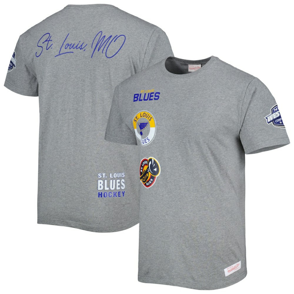 St. Louis Blues Mitchell & Ness City Collection T-Shirt - Heather Gray - NHL
