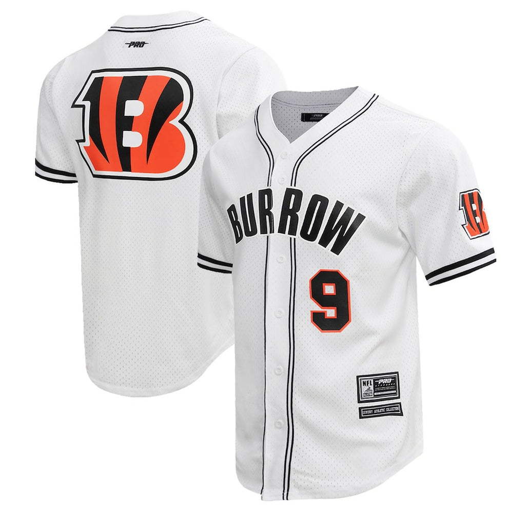 Joe Burrow Cincinnati Bengals Pro Standard Mesh Baseball Button-Up T-Shirt White | NFL