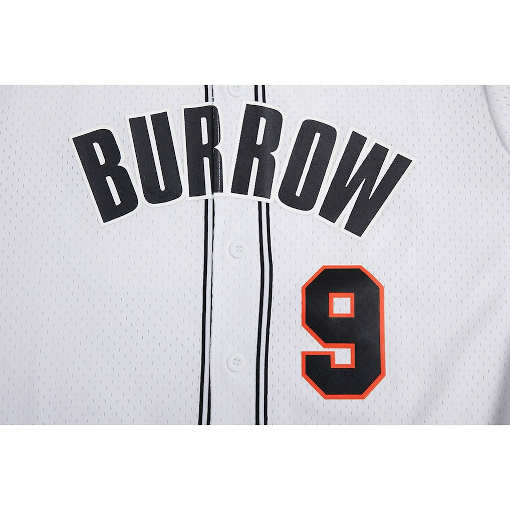 Joe Burrow Cincinnati Bengals Pro Standard Mesh Baseball Button-Up T-Shirt White | NFL