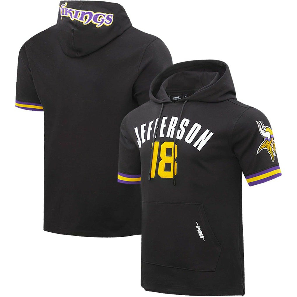 Justin Jefferson Minnesota Vikings Pro Standard Player Name & Number Hoodie T-Shirt Black | NFL