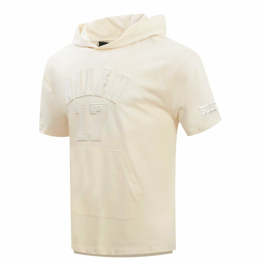 Josh Allen Buffalo Bills Player Name & Number Neutral Short Sleeve Pullover Hoodie Oatmeal | NFL
