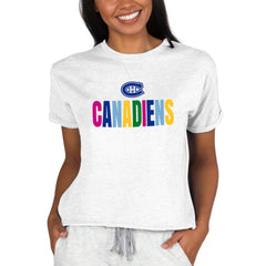 Montreal Canadiens Concepts Sport Women's Tri-Blend Mainstream Terry Short Sleeve Sweatshirt Top - Oatmeal - NHL