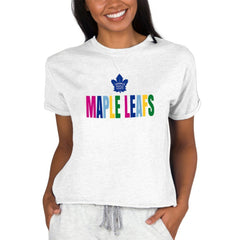 Toronto Maple Leafs Concepts Sport Women's Tri-Blend Mainstream Terry Short Sleeve Sweatshirt Top - Oatmeal - NHL