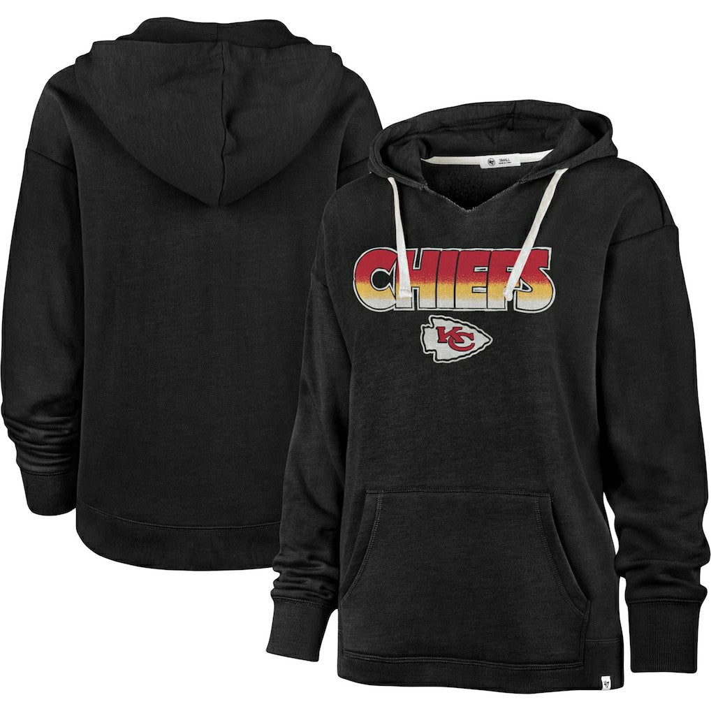 Kansas City Chiefs '47 Women's Color Rise Kennedy Pullover Hoodie Black | 47 brand