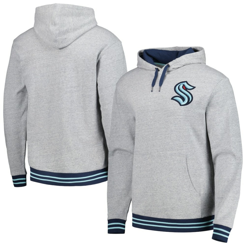 Seattle Kraken Mitchell & Ness Classic French Terry Pullover Hoodie - Heather Gray - NHL