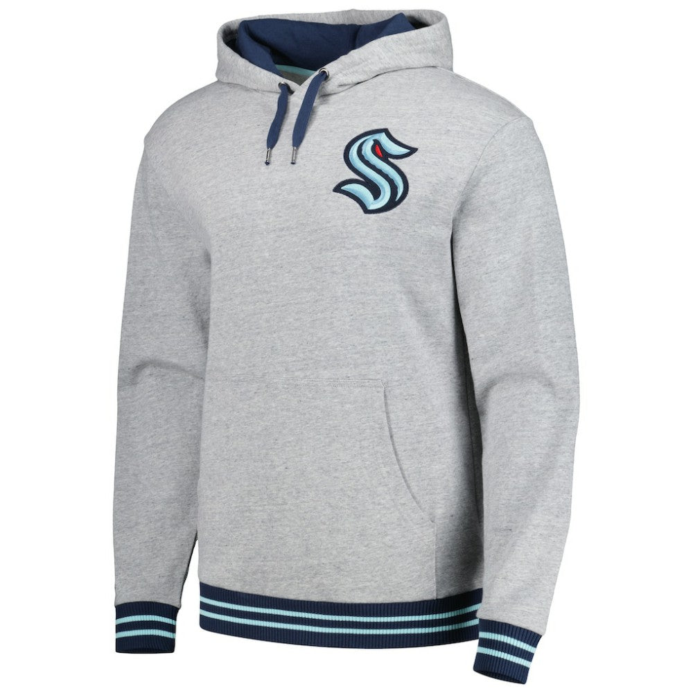 Seattle Kraken Mitchell & Ness Classic French Terry Pullover Hoodie - Heather Gray - NHL