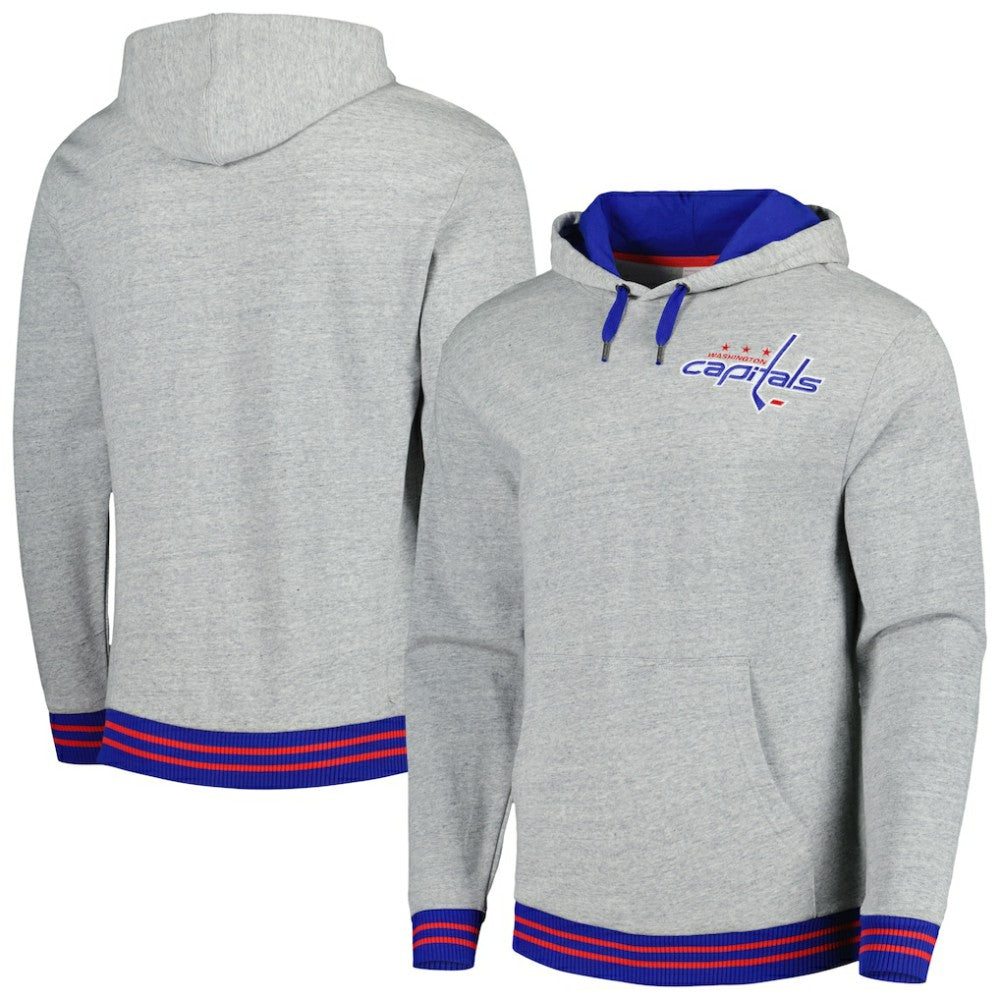 Washington Capitals Mitchell & Ness Classic French Terry Pullover Hoodie - Heather Gray - NHL