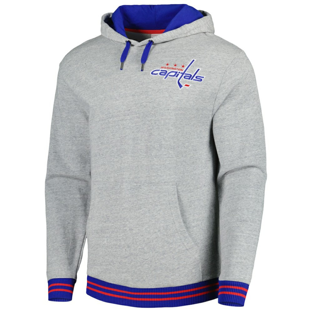 Washington Capitals Mitchell & Ness Classic French Terry Pullover Hoodie - Heather Gray - NHL