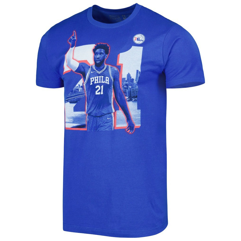 Joel Embiid Philadelphia 76ers Stadium Essentials Unisex Player Skyline T-Shirt Royal - NBA