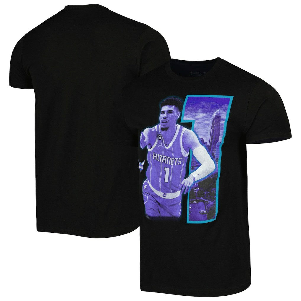 LaMelo Ball Charlotte Hornets Stadium Essentials Unisex Player Skyline T-Shirt Black - NBA