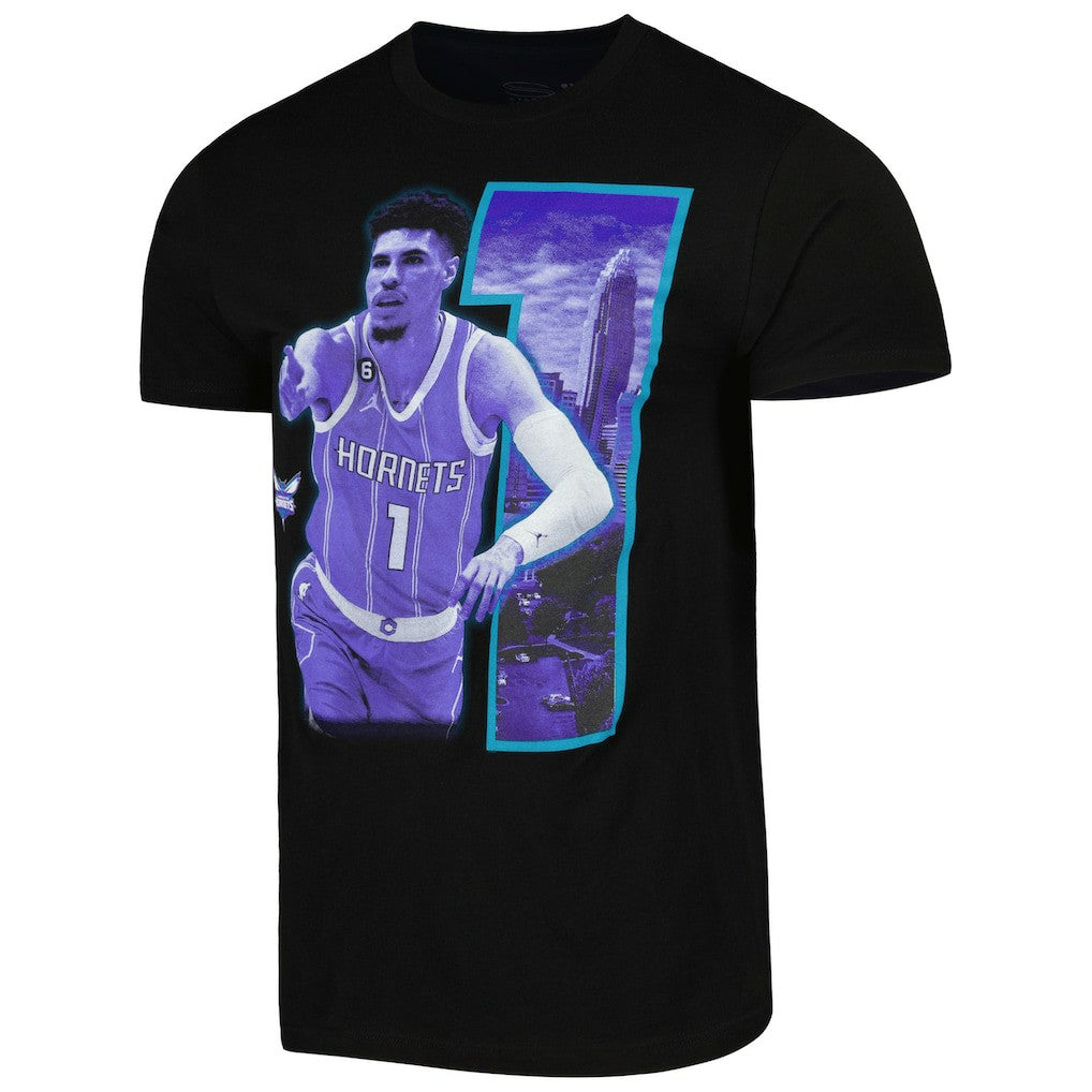 LaMelo Ball Charlotte Hornets Stadium Essentials Unisex Player Skyline T-Shirt Black - NBA