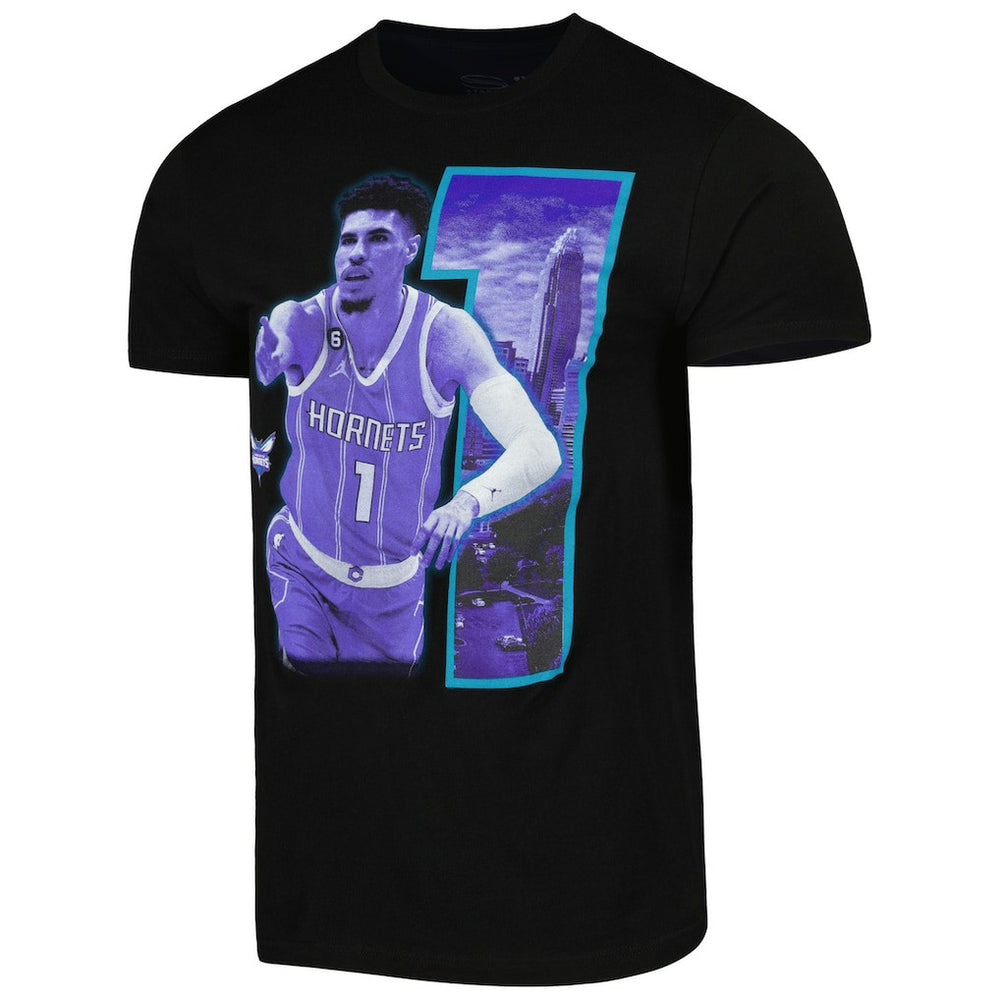 LaMelo Ball Charlotte Hornets Stadium Essentials Unisex Player Skyline T-Shirt Black - NBA