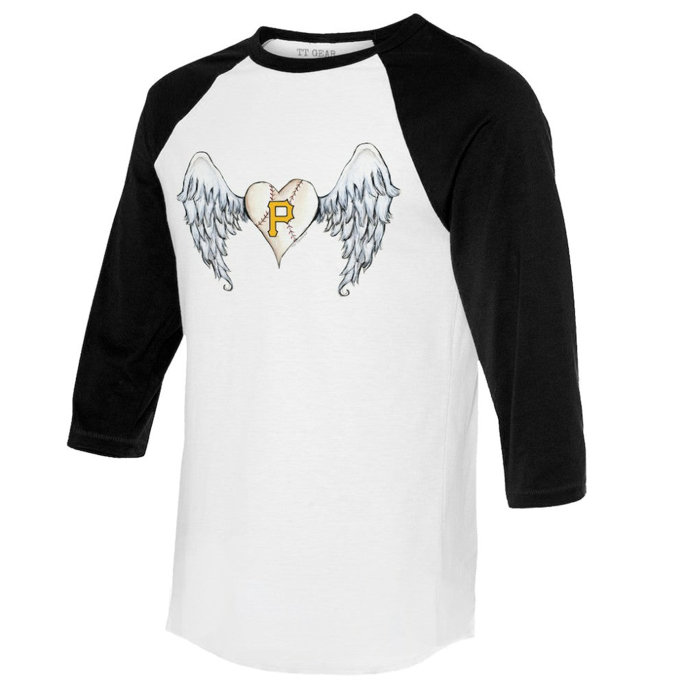 Pittsburgh Pirates Tiny Turnip Women's Angel Wings 3/4-Sleeve Raglan T-Shirt - MLB