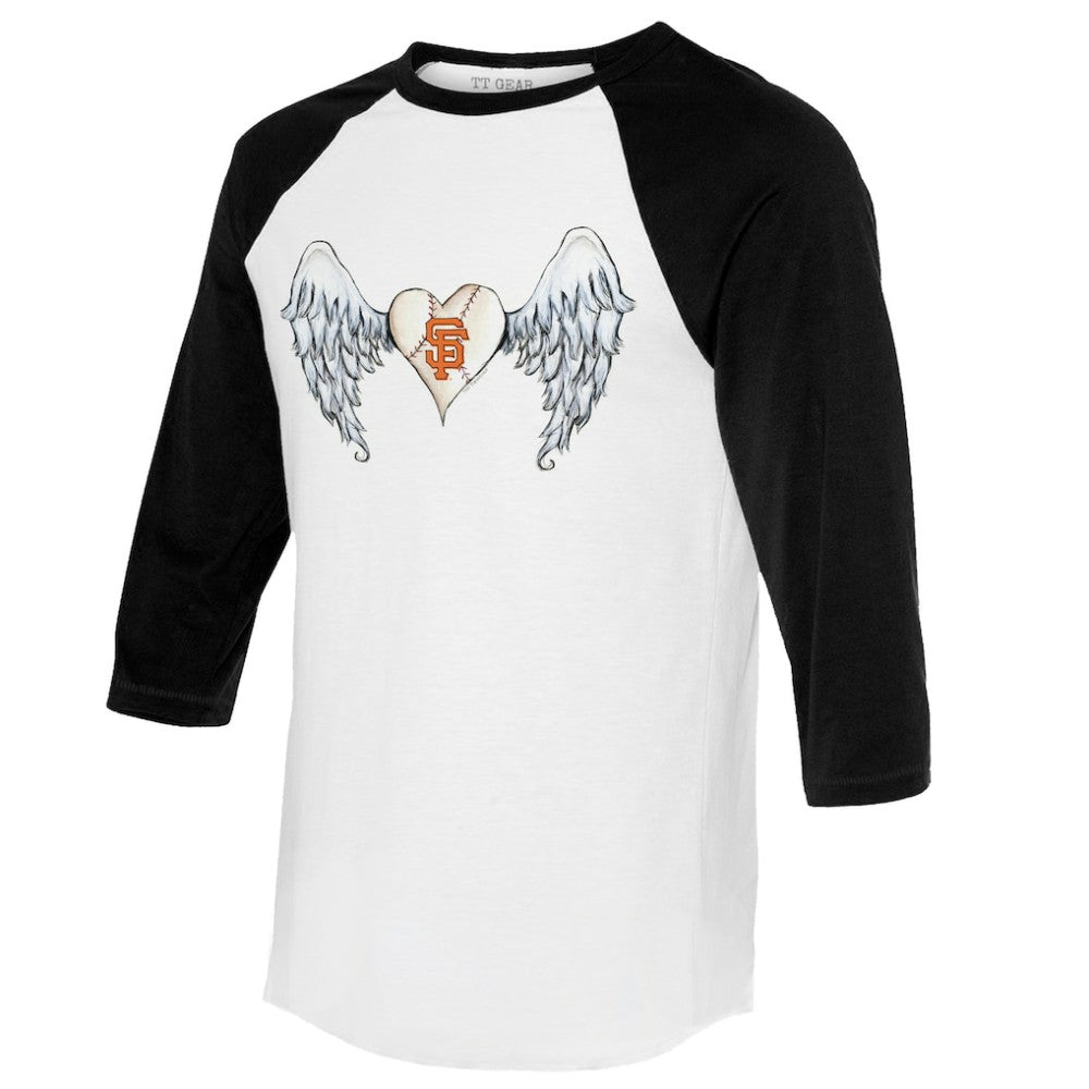 San Francisco Giants Tiny Turnip Women's Angel Wings 3/4-Sleeve Raglan T-Shirt - MLB