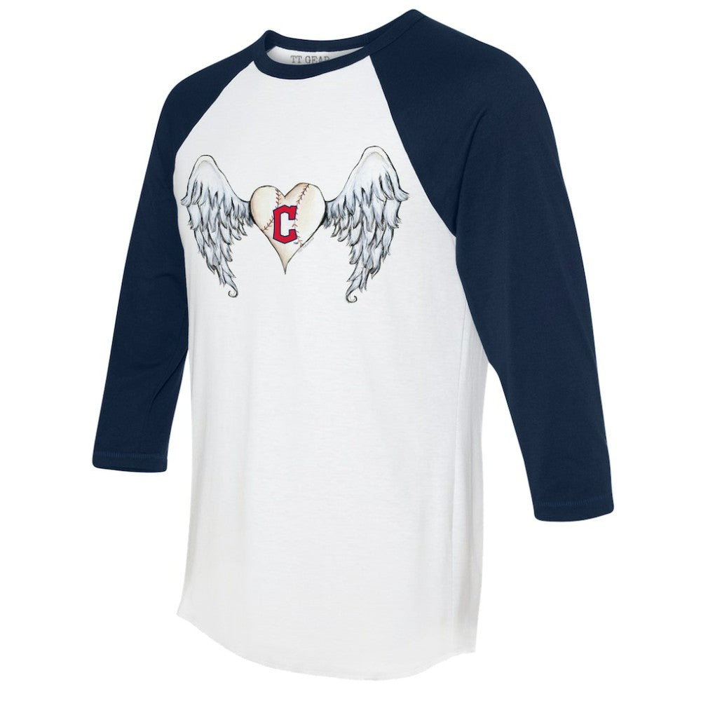 Cleveland Guardians Tiny Turnip Women's Angel Wings 3/4-Sleeve Raglan T-Shirt - MLB