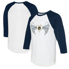 Milwaukee Brewers Tiny Turnip Women's Angel Wings 3/4-Sleeve Raglan T-Shirt - MLB