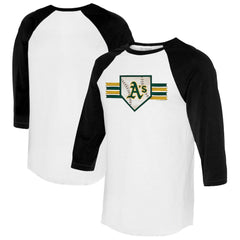 Athletics Tiny Turnip Women's Base Stripe 3/4-Sleeve Raglan T-Shirt - MLB