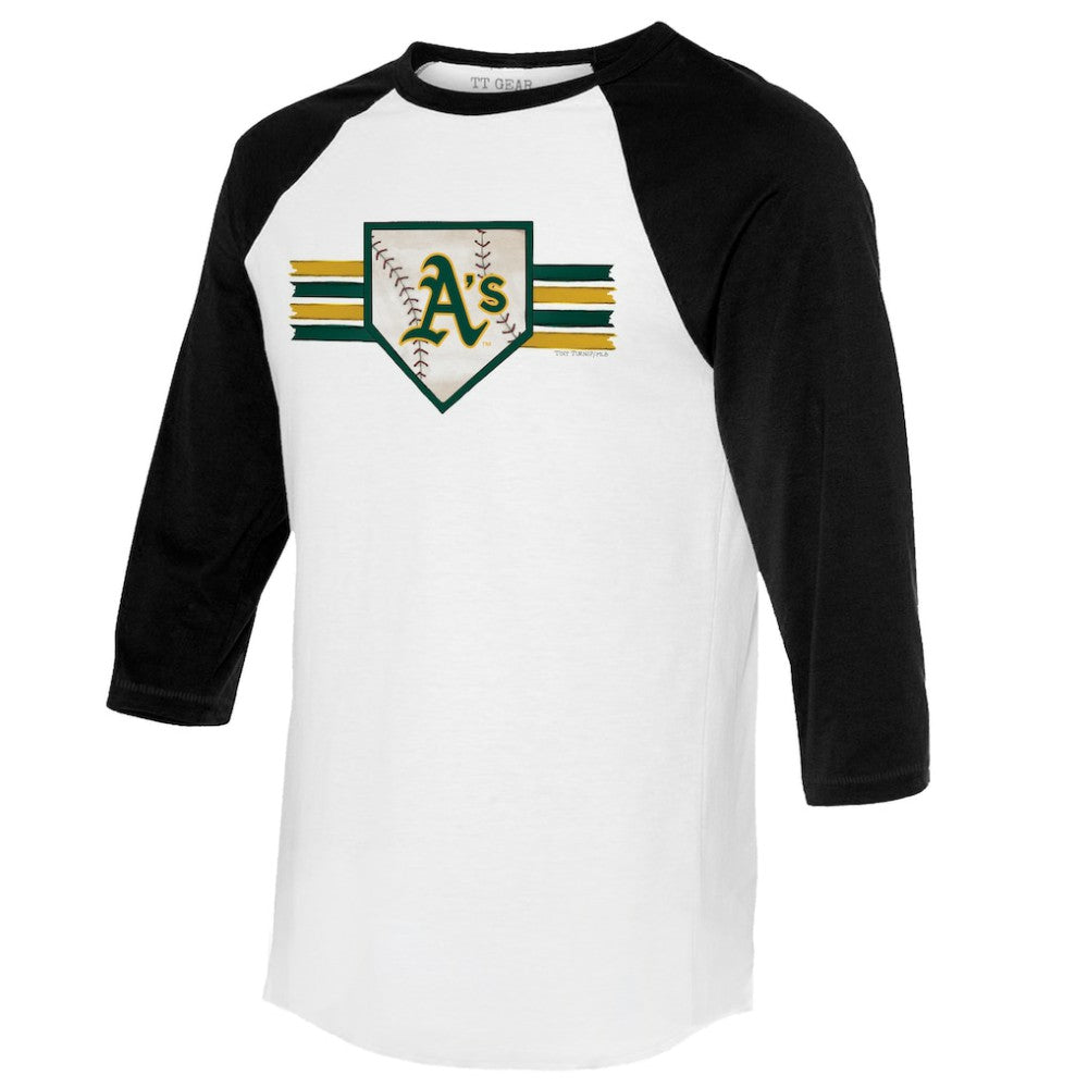 Athletics Tiny Turnip Women's Base Stripe 3/4-Sleeve Raglan T-Shirt - MLB