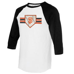 San Francisco Giants Tiny Turnip Women's Base Stripe 3/4-Sleeve Raglan T-Shirt - MLB